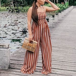 💞 (2 for $20) Orange Striped Jumpsuit